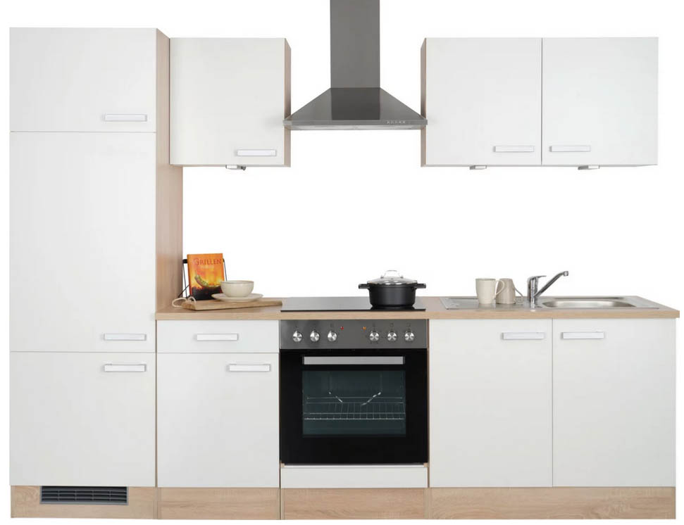 Küchenblock inkl. 4 E-Geräte Lexa Weiss/Eiche