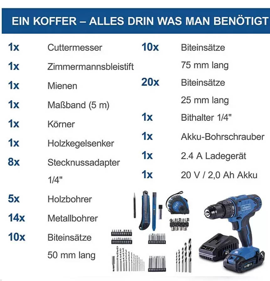 Scheppach IXES 20V Akku-Bohrschrauber-Set C-DTB74/1-X