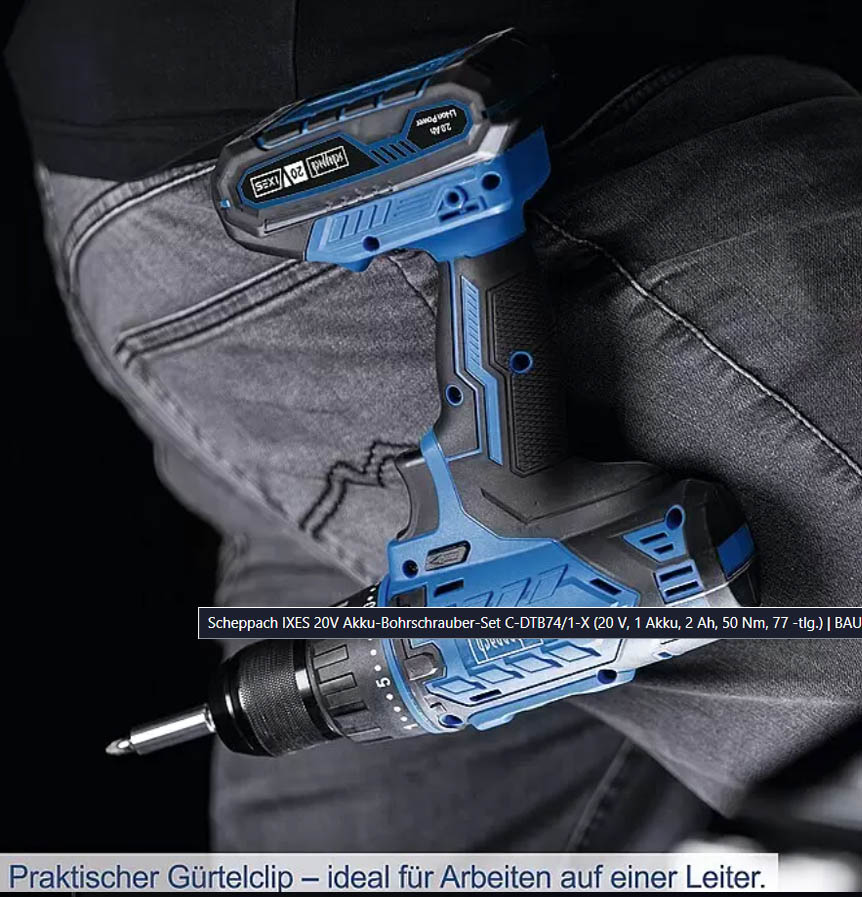 Scheppach IXES 20V Akku-Bohrschrauber-Set C-DTB74/1-X
