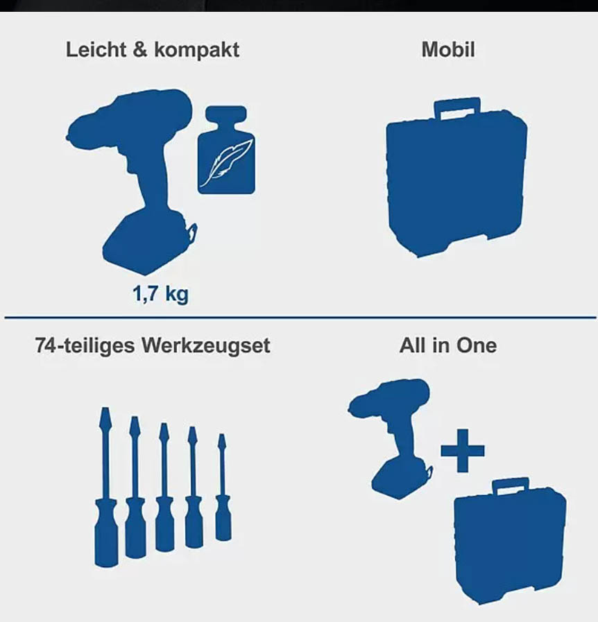 Scheppach IXES 20V Akku-Bohrschrauber-Set C-DTB74/1-X